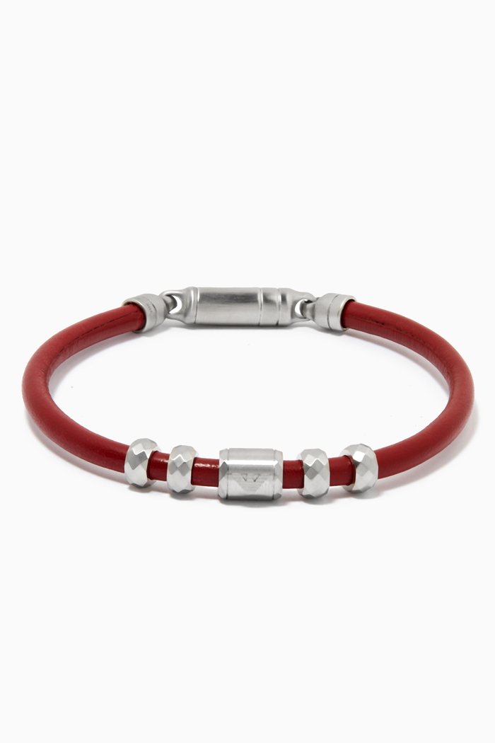 

EA Eagle Engraved Bracelet in Stainless Steel, Red