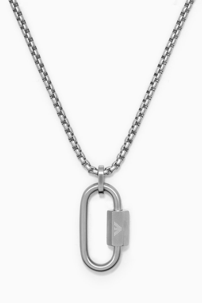 

EA Eagle Pendant Necklace in Stainless Steel, Silver