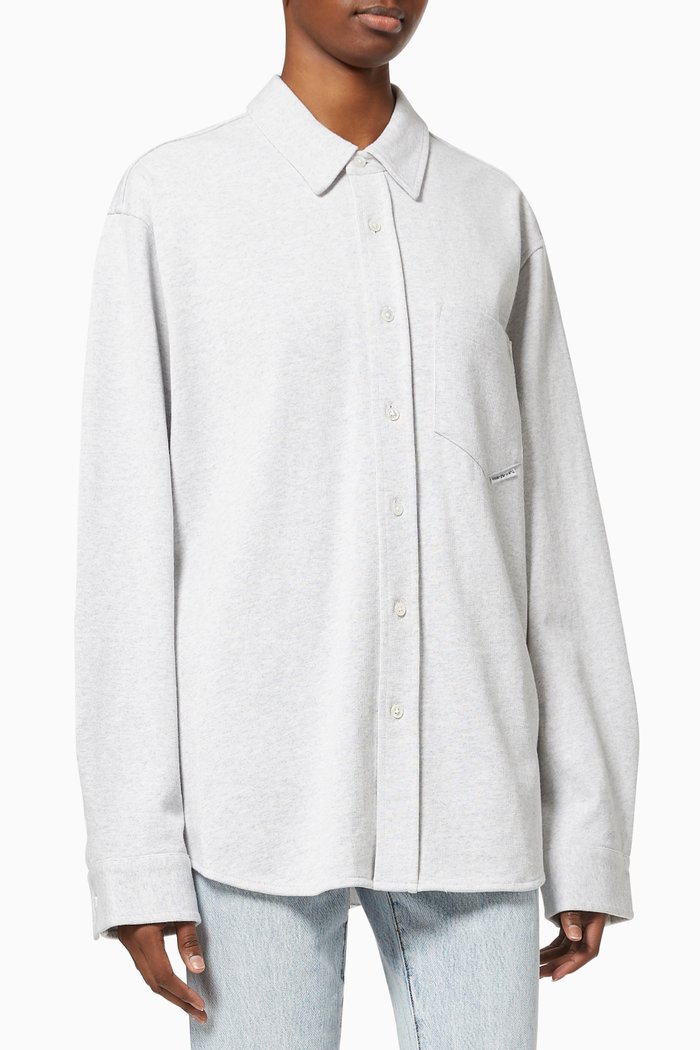 

Oversized Shirt in Papery Japanese Jersey, Grey