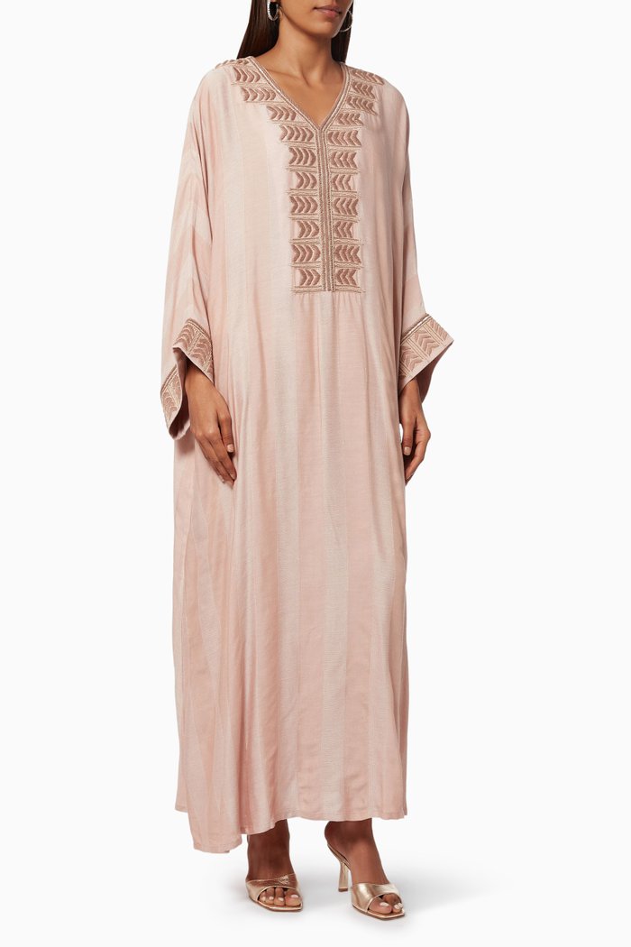 

Oversized Kaftan with Arrow Embroidery, Pink