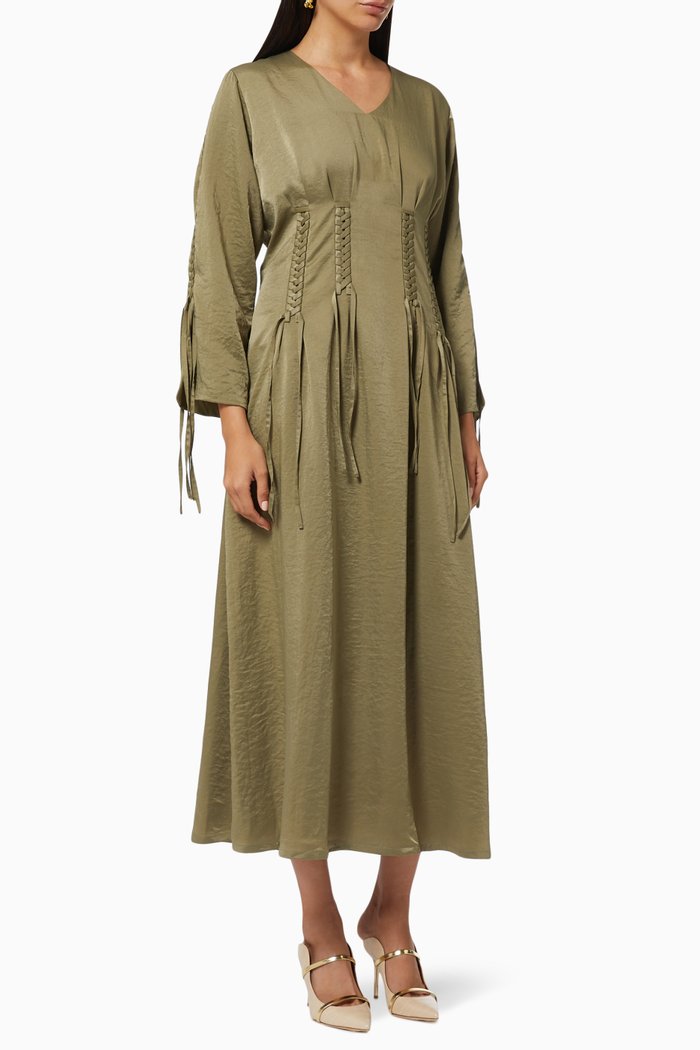 

Braided Dress in Satin, Green