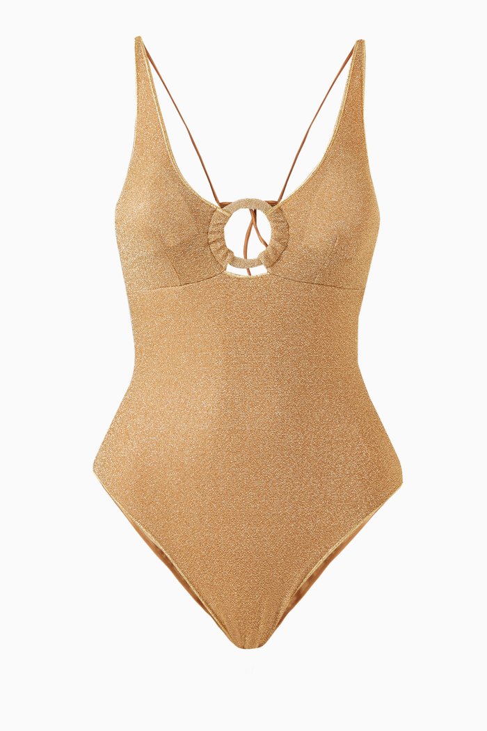 

Lumiére Ring Maillot Swimsuit in Lurex, Gold