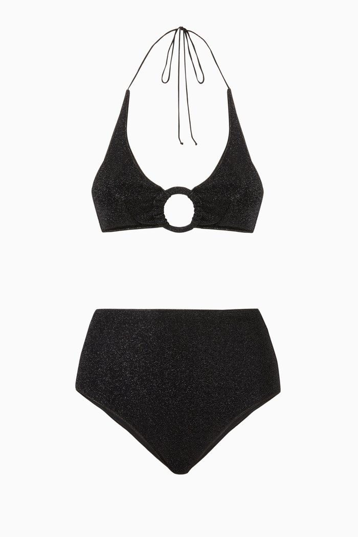 

Lumiére Ring Bikini Set in Lurex, Black