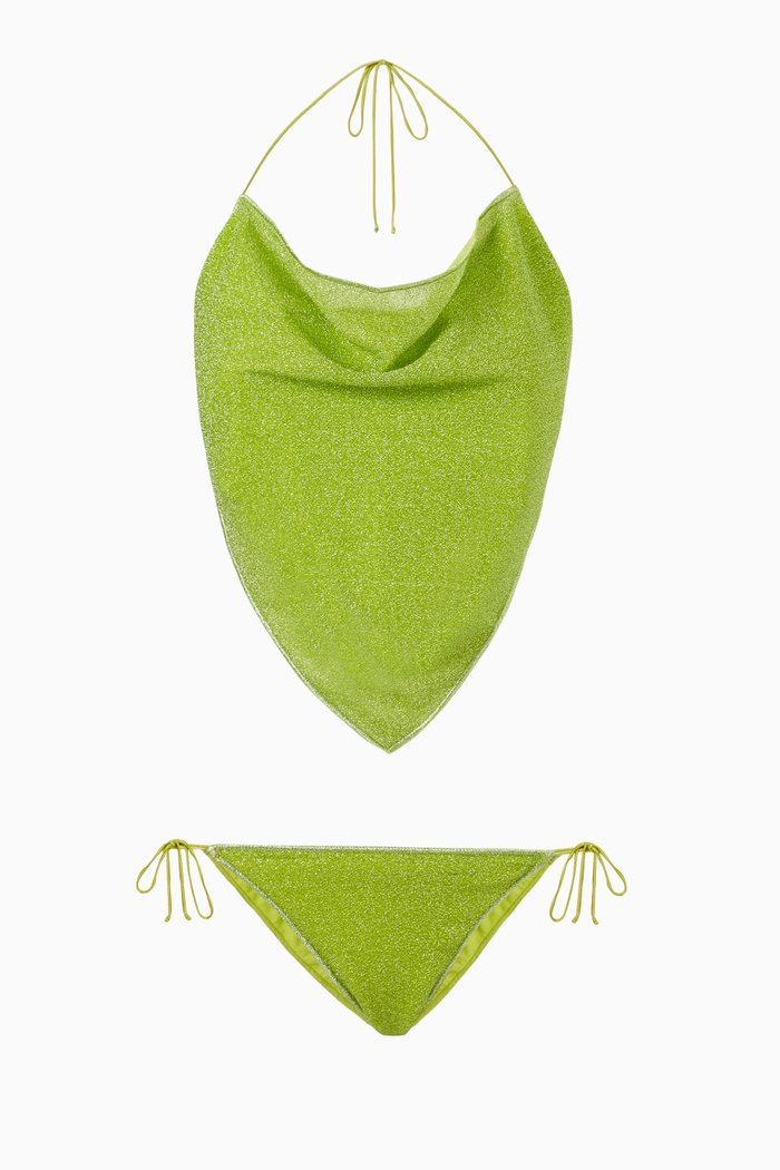 

Lumiére Bandana Bikini Set in Lurex, Green