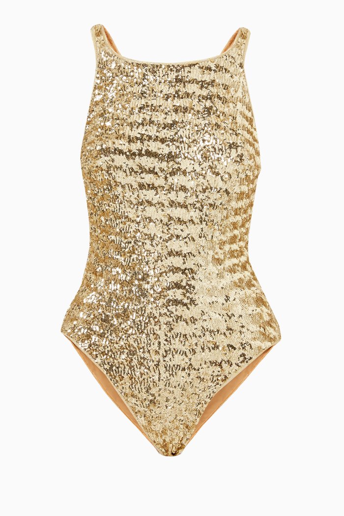 Paillettes Maillot Swimsuit, Gold