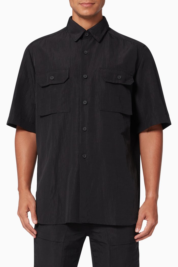 

Saqr Shirt in Crinkled Ottoman, Black