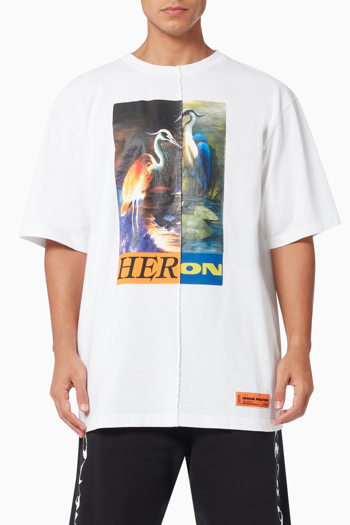 

Split Heron Logo T-shirt in Jersey, White