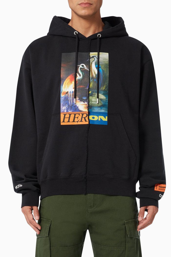 

Split Graphic Hoodie in Jersey, Black