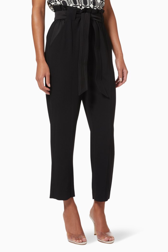 

Tecla Cigarette Trousers in Satin and Crepe, Black