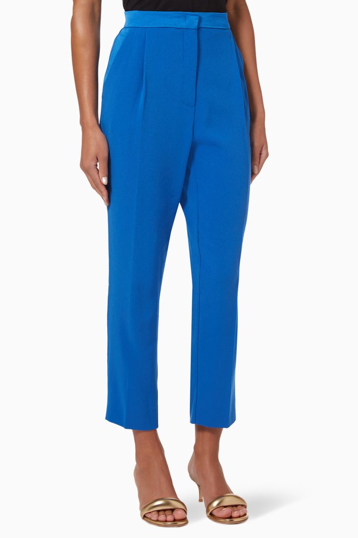 Museo Cigarette Trousers in Crepe, Blue