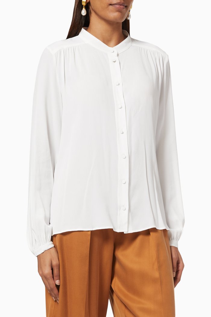 

Pleated Shirt with Buttons, Neutral