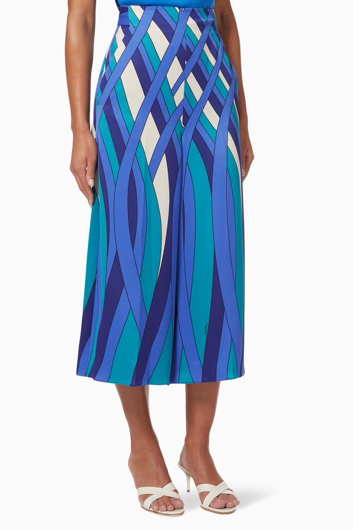 

Jabot Cropped Pants in Satin, Blue