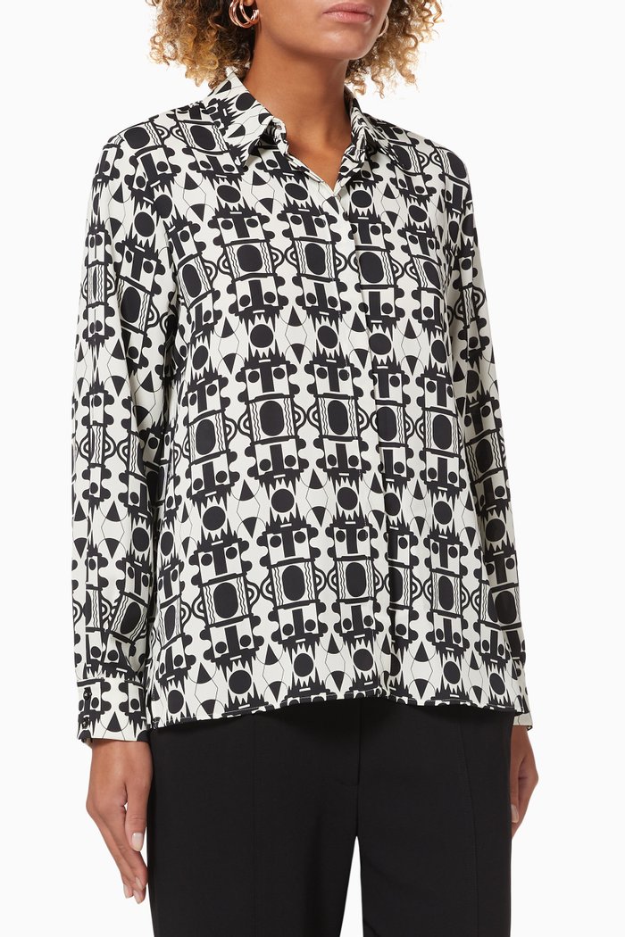 

Coccio Shirt in Satin Crepe, Black