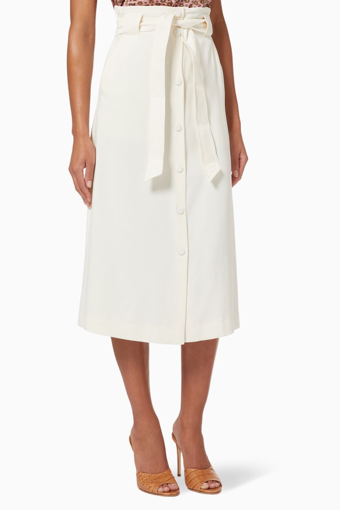 

Gardena Flared Skirt in Satin Crepe, White