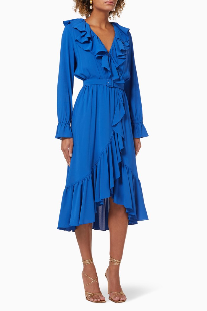 

Eburnea Ruffle Midi Dress, Blue