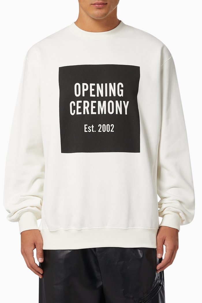 Box Logo Sweatshirt in Cotton, Neutral