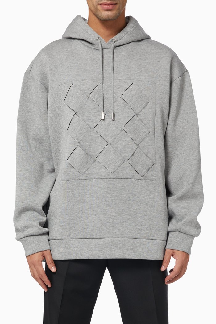 

Weaving Box Bonded Hoodie in Cotton, Grey