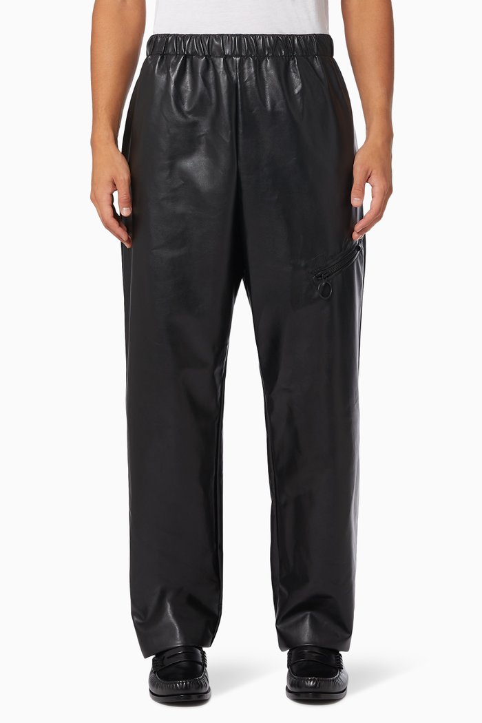 

Trackpants in Faux Leather, Black