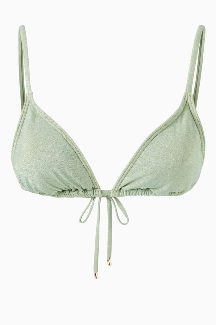 

String Triangle Bikini Top, Green