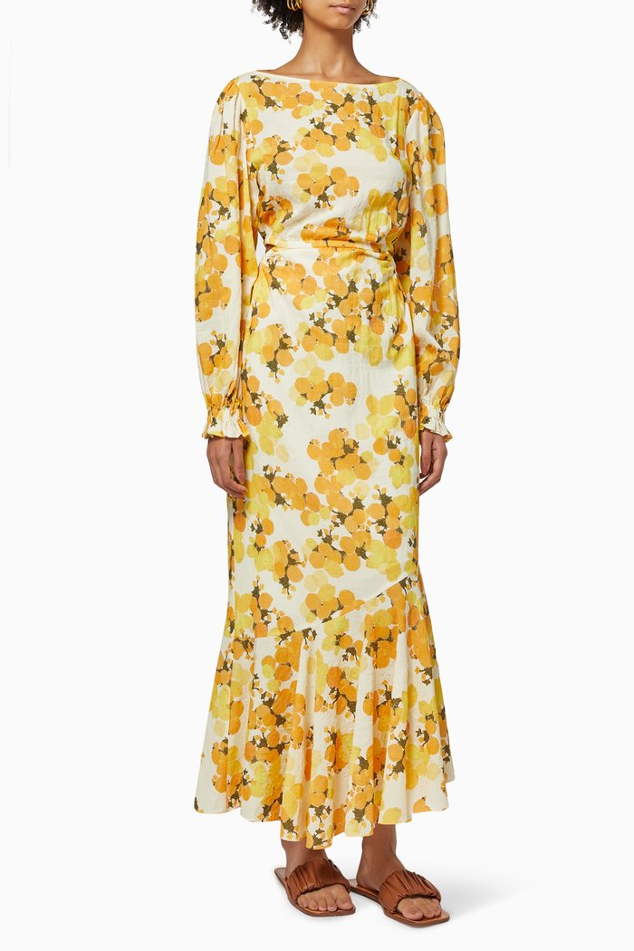 

Cut-out Dress in Organic Cotton, Yellow