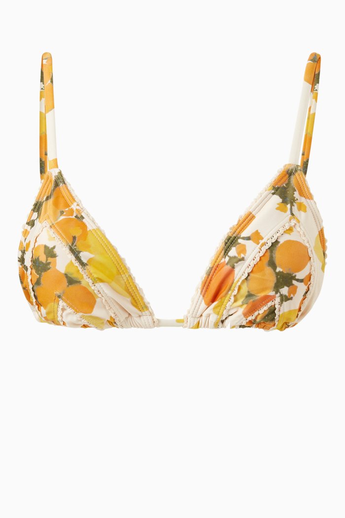 

String Triangle Bikini Top, Yellow
