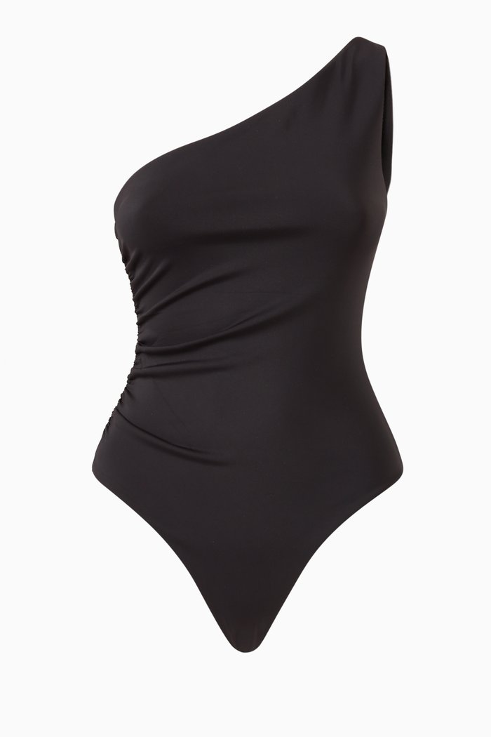

Henry One-shoulder Swimsuit in Lycra, Black