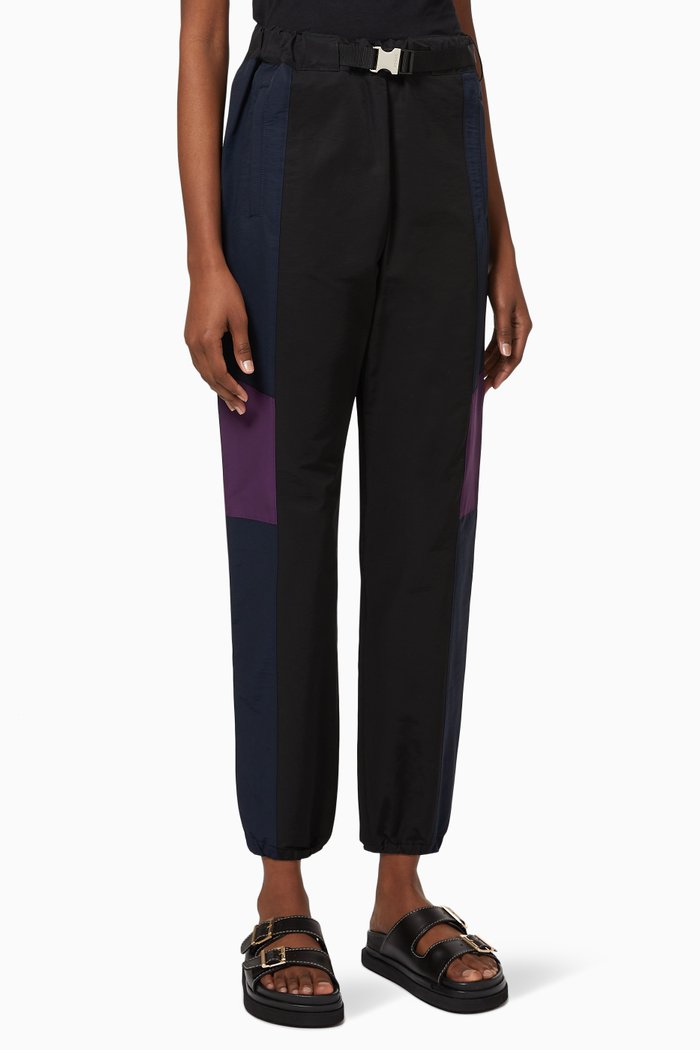 

Buckled Waist Jogger Pants in Grosgrain, Black