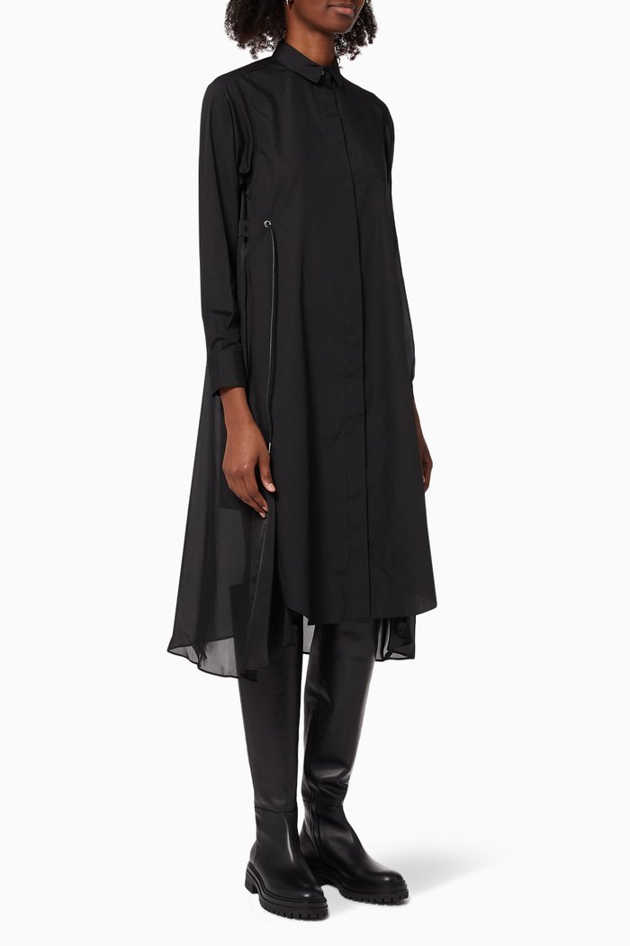 

Dress in Cotton Poplin & Satin, Black