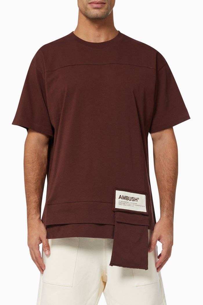 

Waist Pocket T-shirt in Cotton Jersey, Brown