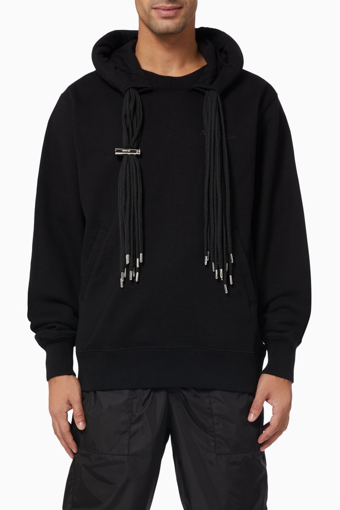 

Multi-cord Hoodie in Cotton Jersey, Black