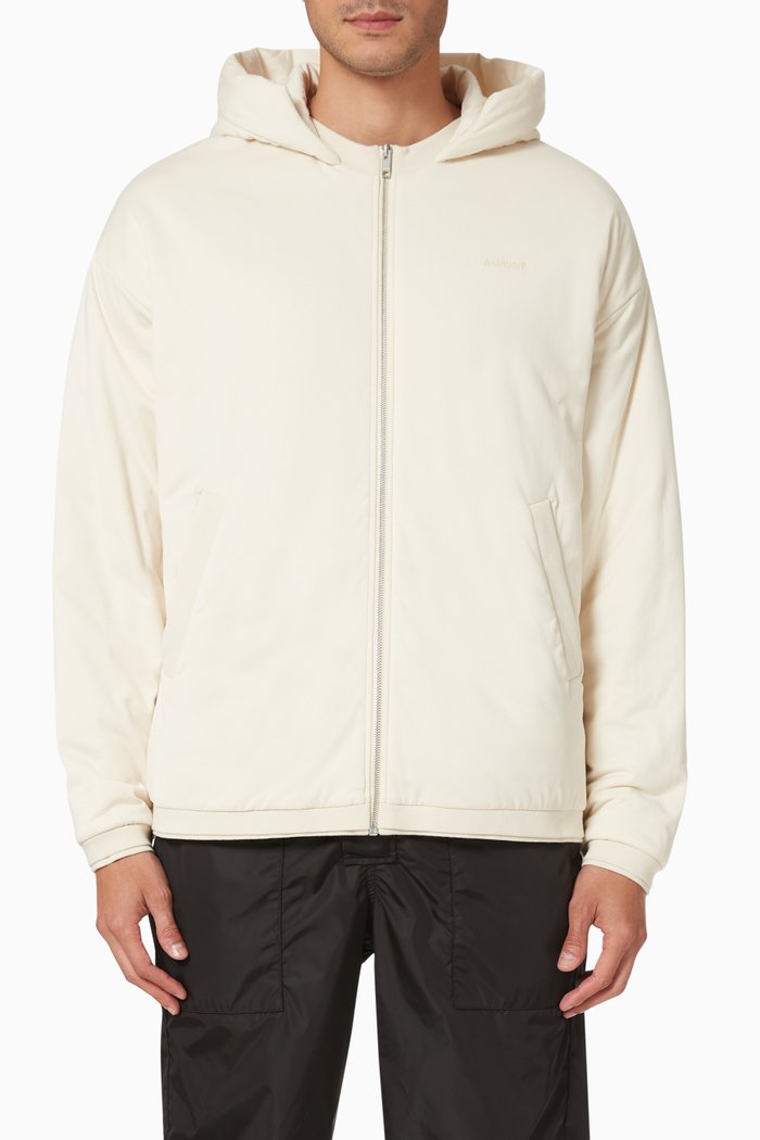

Embroidered Zip Jacket in Cotton Fleece, Neutral