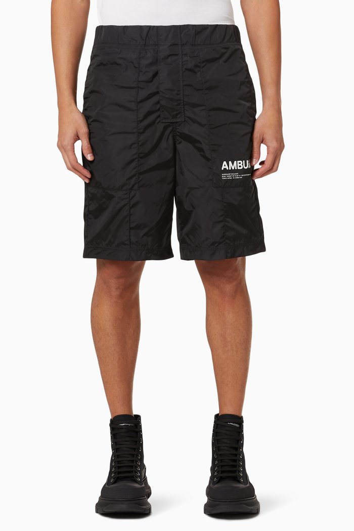 

Workshop Logo Shorts in Nylon, Black