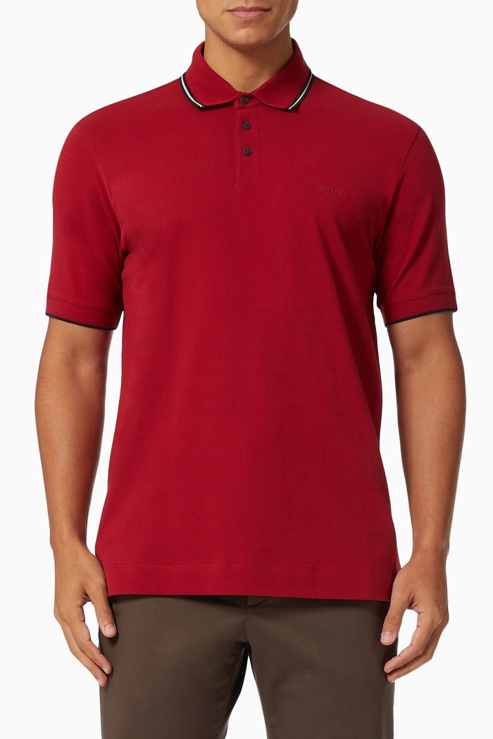 

Polo in Stretch Cotton Piqué, Red