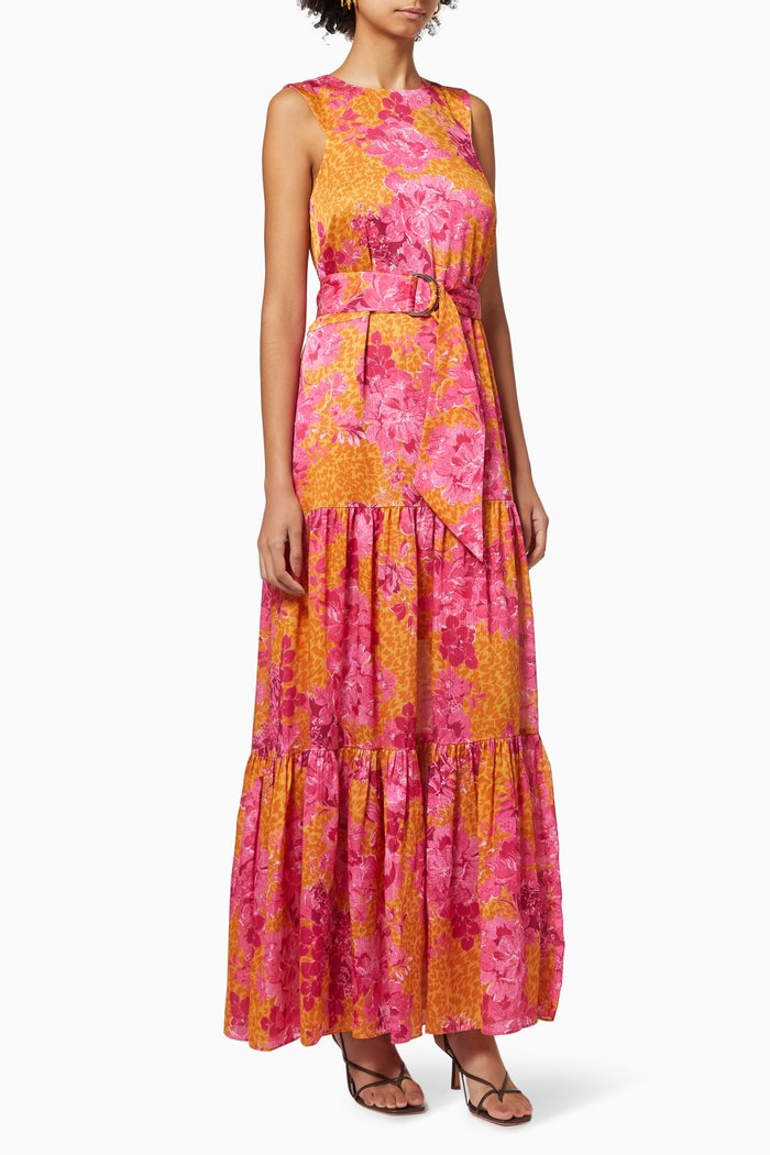 

Bambia Dress in Floral Metropolis Satin, Yellow