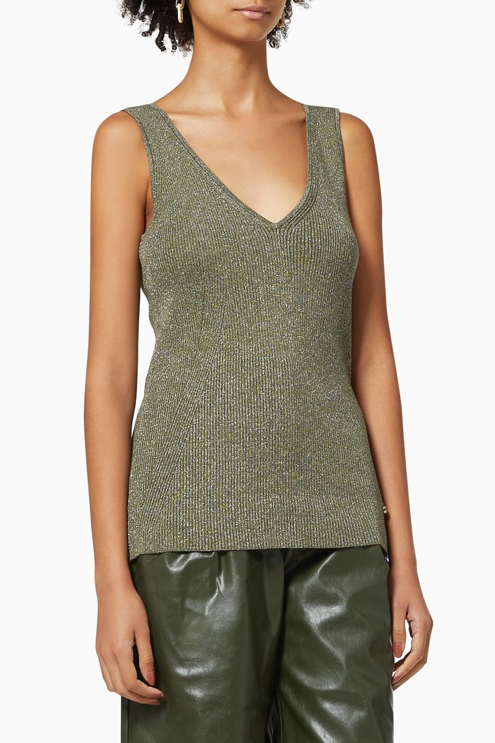 

Niyalia Top in Lurex Rib-knit, Brown