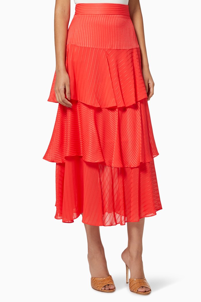 

Enok Skirt in Striped Viscose, Orange