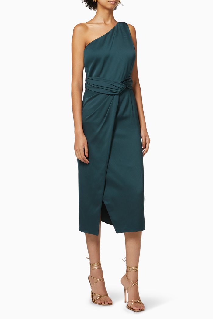 Zaaraa Dress in Satin, Green