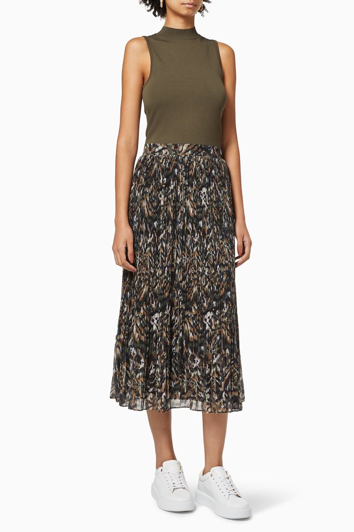 

Lemmie Dress in Viscose Jersey & Urban Chiffon, Brown