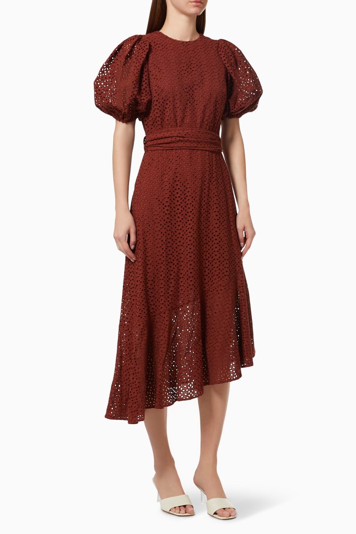 

Belllaa Dress in Broderie Anglaise Cotton, Orange