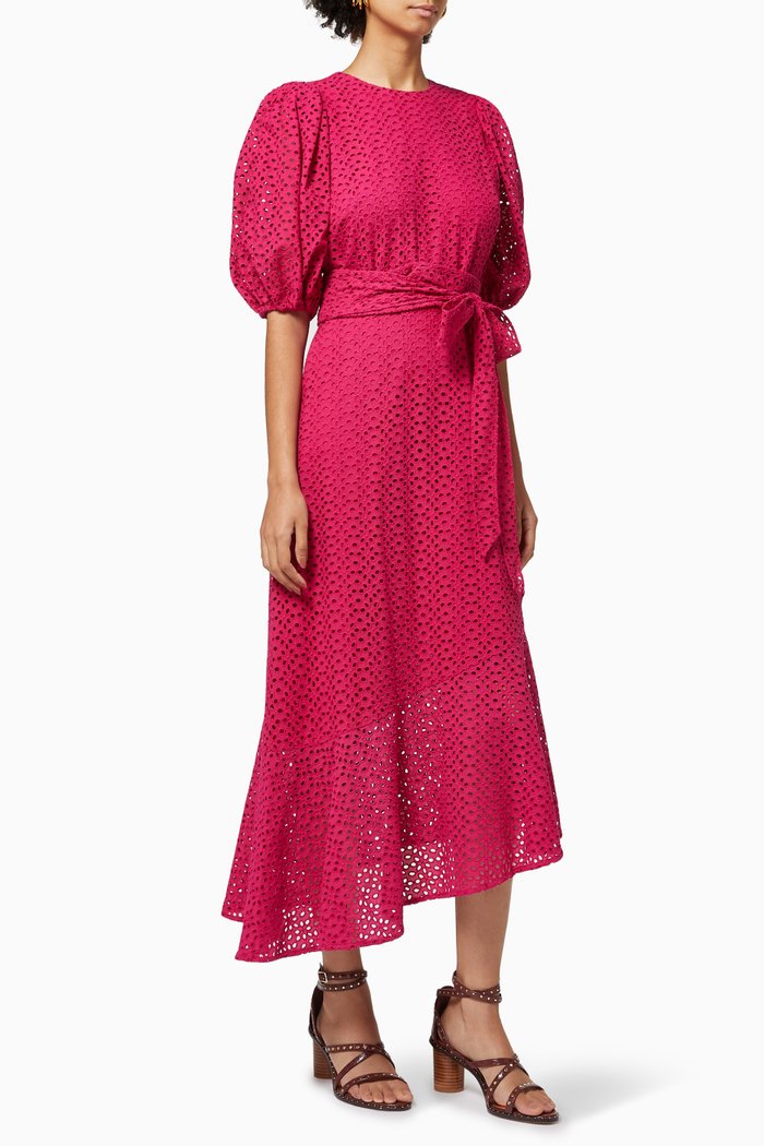 

Belllaa Dress in Broderie Anglaise Cotton, Pink