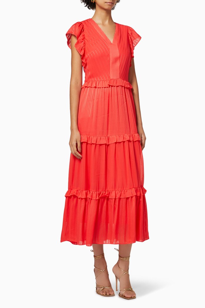 

Tiliana Dress in Striped Viscose, Orange