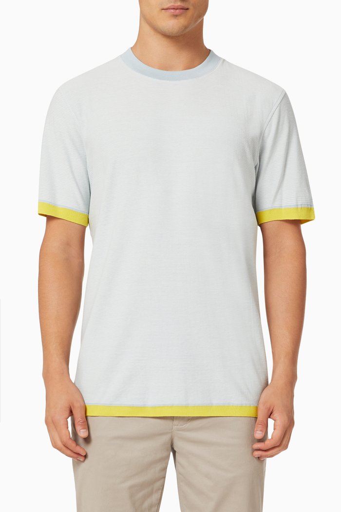 

Camoff Ribstart T-shirt in Striped Cotton, Blue