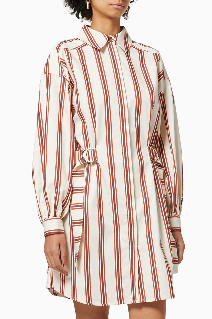 

Kaate Dress in Striped Stretch Cotton, Neutral