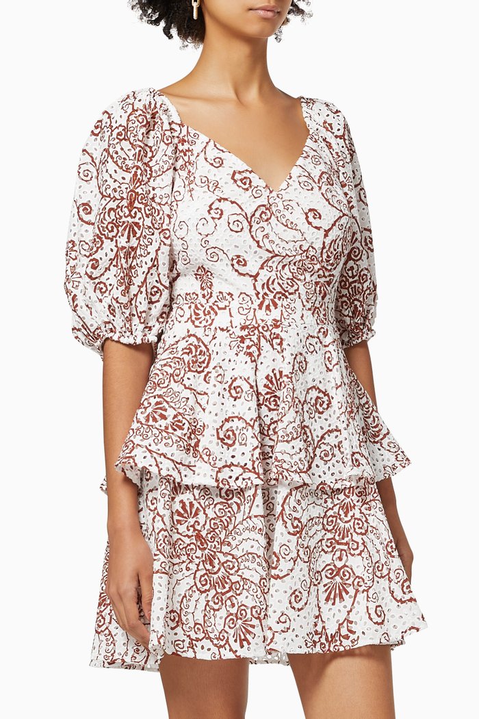 

Elizaaa Dress in Floral Broderie Anglaise Cotton, White