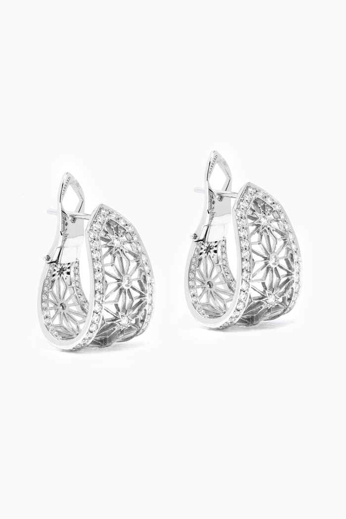

Filigree Star Diamond Huggies in 18kt White Gold