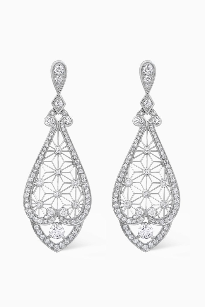 

Filigree Star Diamond Earrings in 18kt White Gold