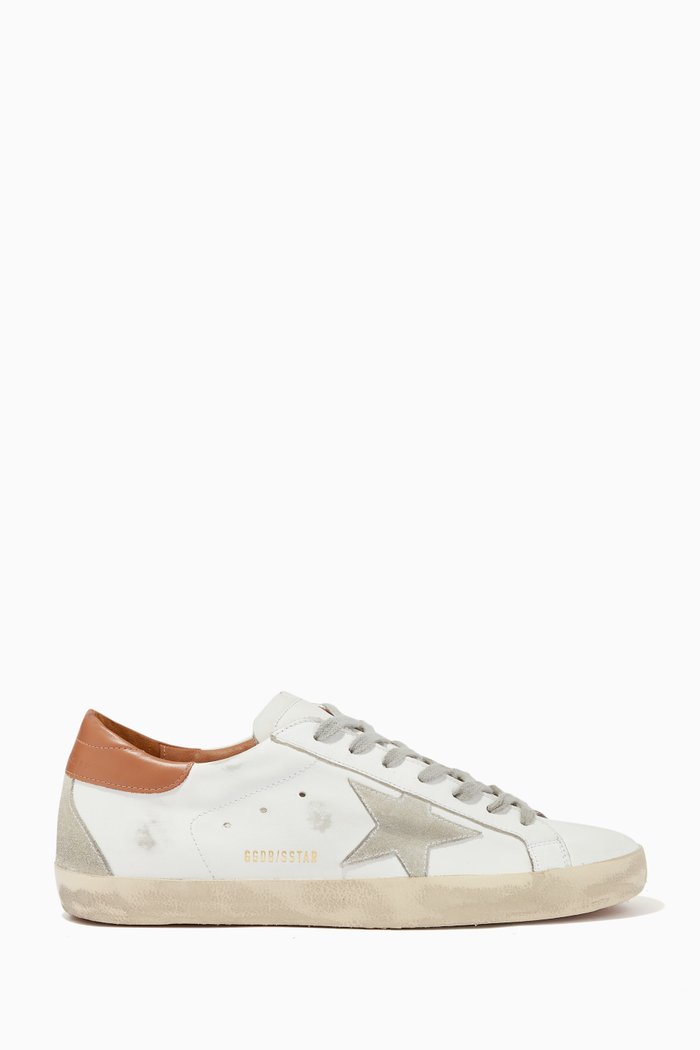 

Super-Star Sneakers with Suede Star in Leather, White