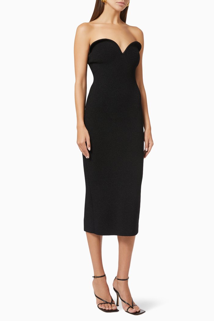 Thalia Bustier Dress in Viscose, Black