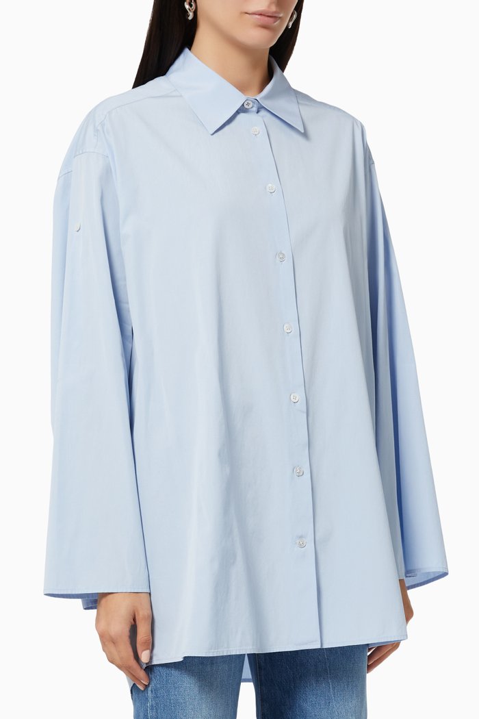 

Elden Oversized Shirt in Cotton Poplin, Blue