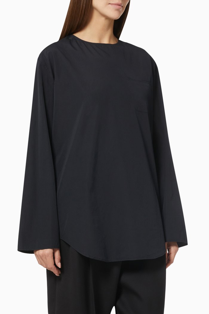

Kona Shirt in Cotton Poplin, Black